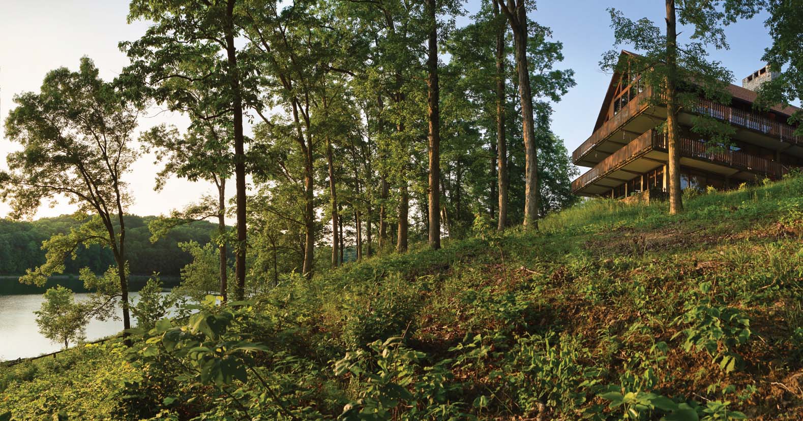 Lodge Below Hill & Lake